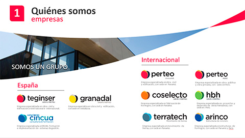 Diseño de slide 4 de la presentación en powerpoint de la empresa Grupo Perteo