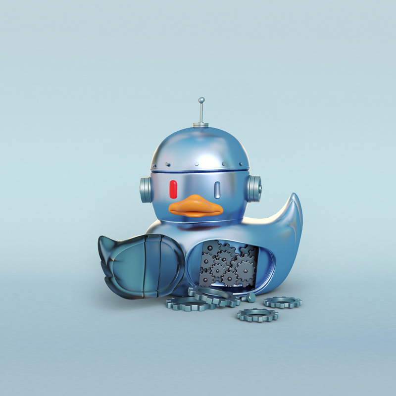 Diseño de mascota Pato de Goma para plataforma digital. Diseño de personajes, personaje 12