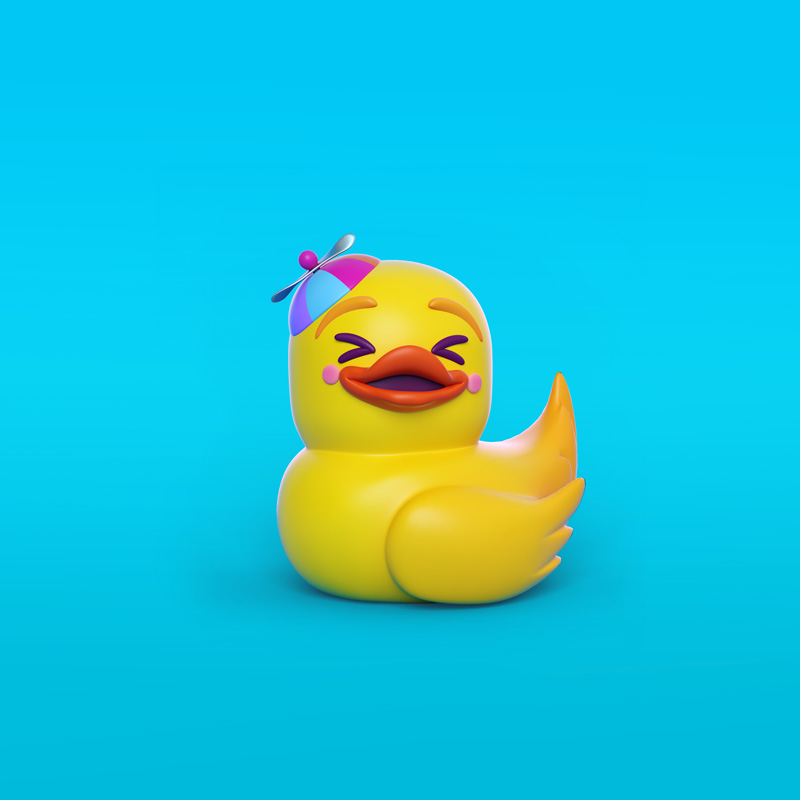 Diseño de mascota Pato de Goma para plataforma digital. Diseño de personajes, personaje 5