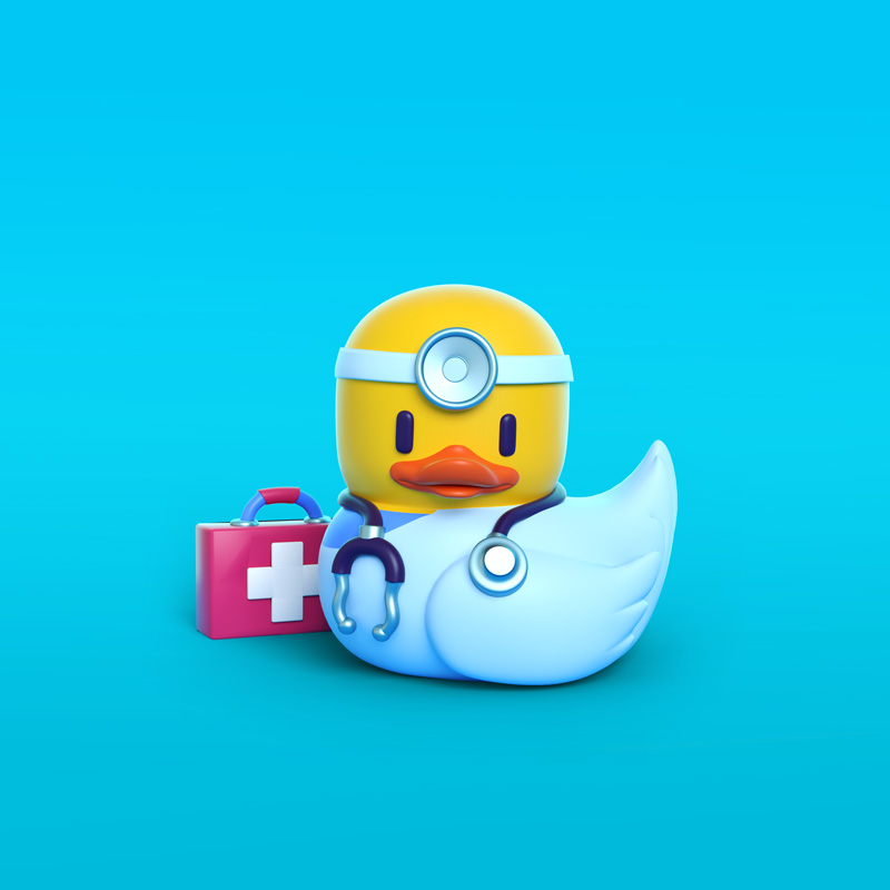 Diseño de mascota Pato de Goma para plataforma digital. Diseño de personajes, personaje 7