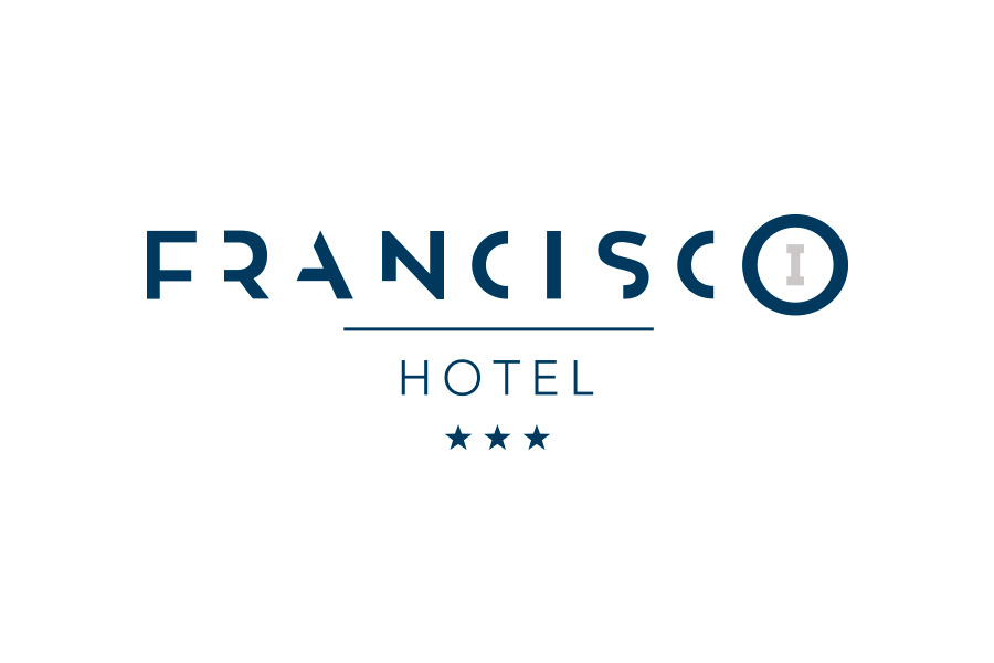 Diseño del logotipo del Hotel Francisco I versión horizontal sobre fondo blanco
