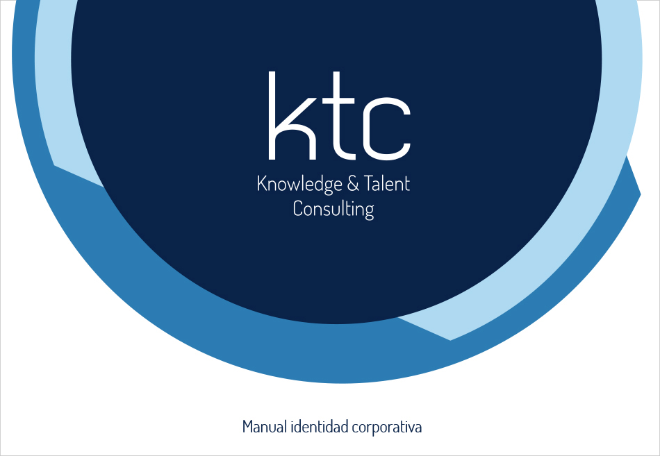 Diseño gráfico de la papelería corporativa de KTC, diseño de la portada del manual de identidad corporativa.