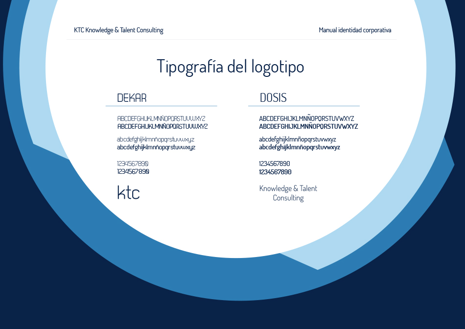Diseño gráfico de la papelería corporativa de KTC, diseño de página interior 3 del manual de identidad corporativa.