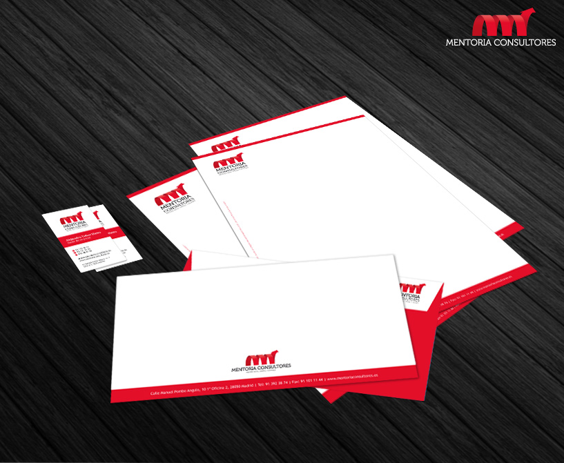 Diseño gráfico de papelería corporativa para empresa Mentoria