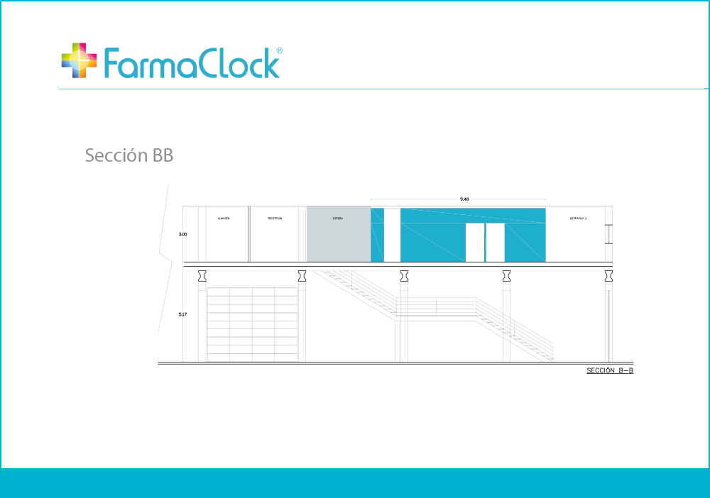Imagen ejemplo del diseño de la página 3 de arquitectura corporativa del manual de identidad corporativa de FarmaClock