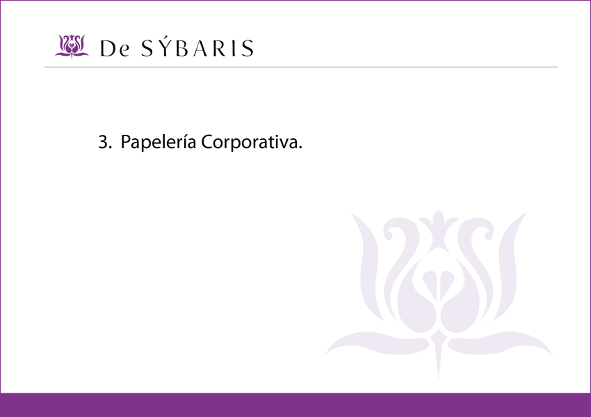 Imagen ejemplo del diseño de la página de papelería corporativa del manual de identidad corporativa de De Sýbaris