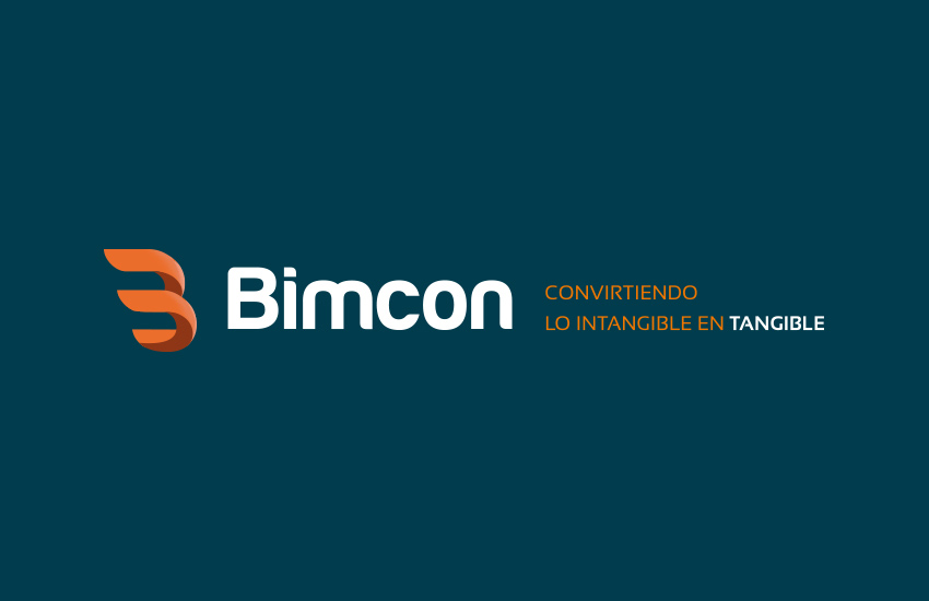Logotipo de Bimcon en versión negativo sobre fondo azul oscuro corporativo