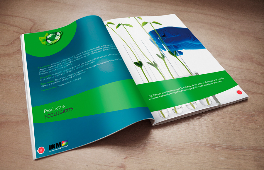 Diseño de página interior del brochure corporativo IKM Innovaciones Químicas