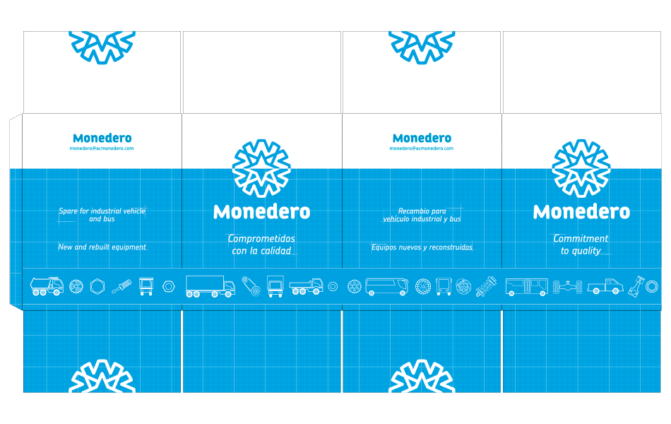 Dibujo técnico del Diseño de packaging y envases realizado para Monedero