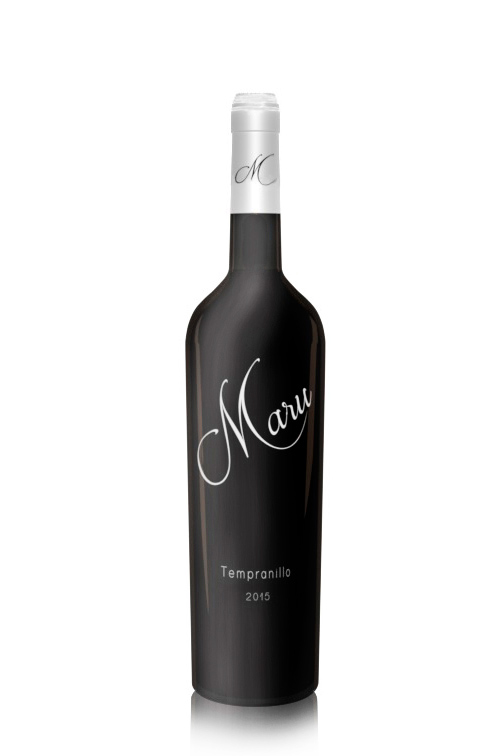 Diseño de packaging, diseño de botella de Vino Tempranillo Maru