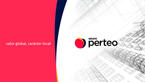 Diseño de slide 1 de la presentación en powerpoint de la empresa Grupo Perteo