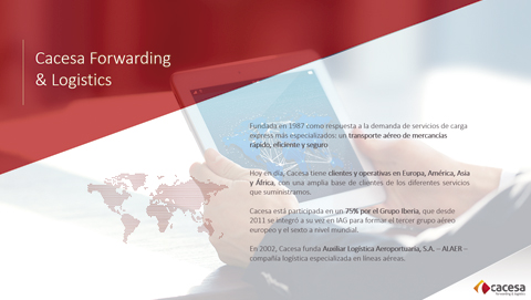 Diapositiva 2 de la presentación en PowerPoint para la empresa CACESA Forwarding & Logistics