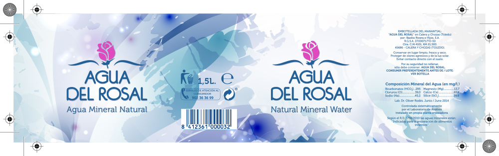 Proyecto de imagen corporativa Agua del Rosal, diseño de la nueva etiqueta de la botella