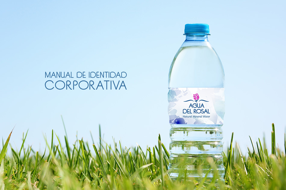 Proyecto de imagen corporativa Agua del Rosal, diseño de logotipo, diseño de etiqueta, diseño de packaging