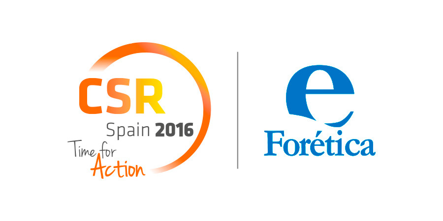 Proyecto de branding imagen corporativa evento CSR SPAIN 2016 organizado por ForÃ©tica, logotipos en positivo