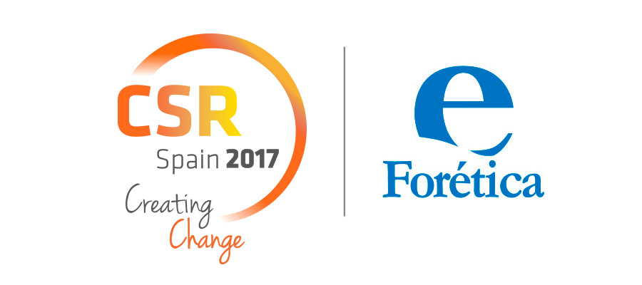 Proyecto de branding imagen corporativa evento CSR SPAIN 2017 organizado por ForÃ©tica, logotipos en positivo