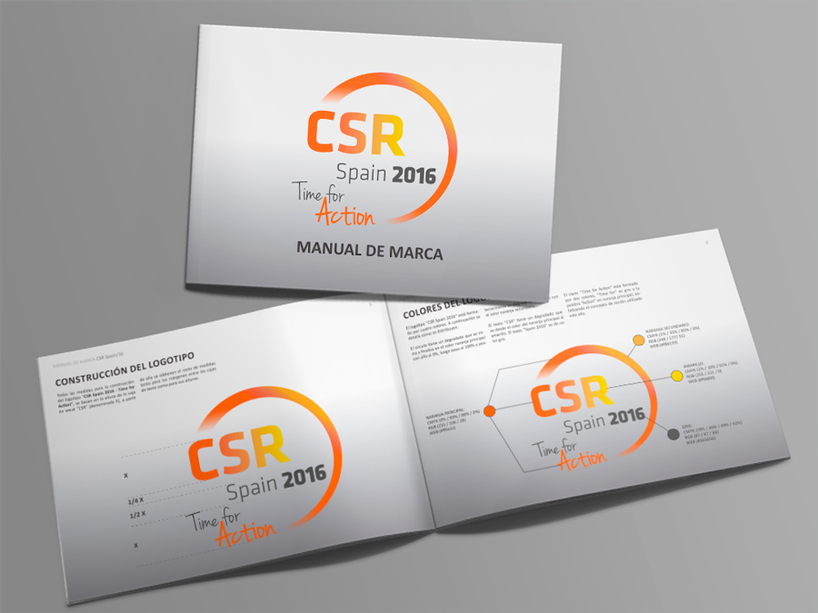 Proyecto de branding imagen corporativa evento CSR SPAIN 2016 organizado por ForÃ©tica diseño del manual de identidad corporativa
