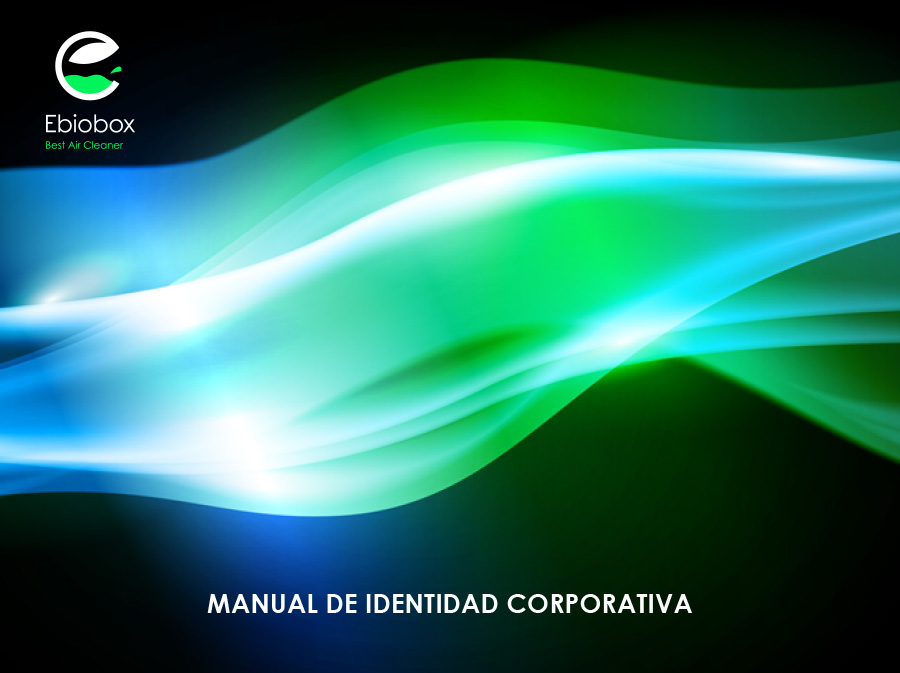 Proyecto de imagen corporativa Ebiobox, diseño de la portada del manual de identidad corporativa