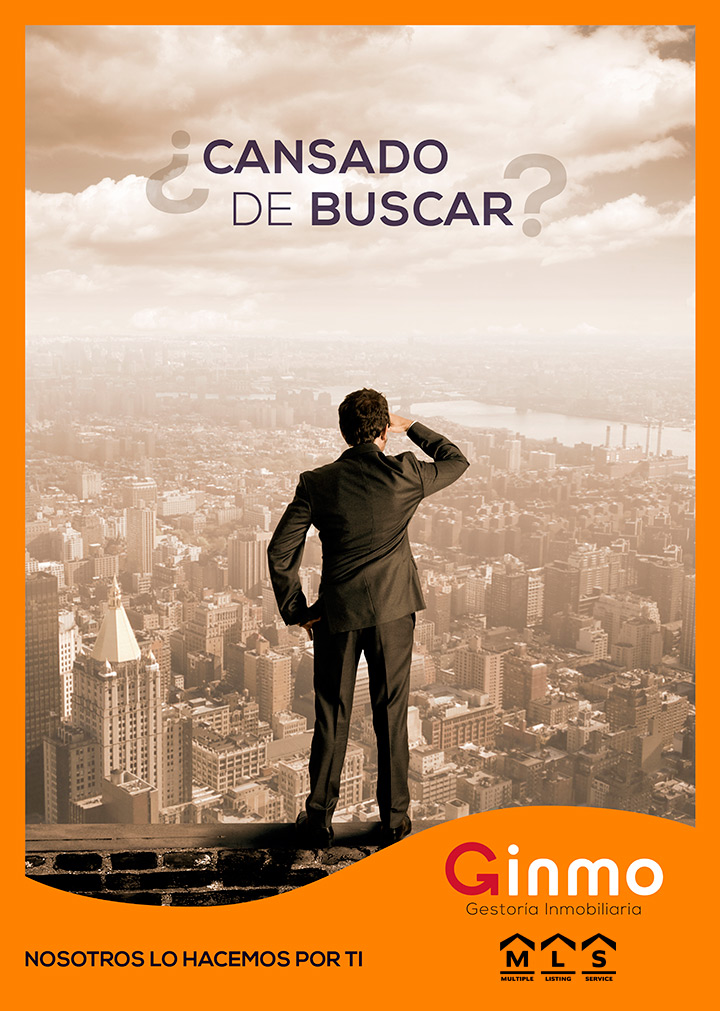 Proyecto de imagen corporativa Ginmo GestorÃ­a Inmobiliaria, diseño de cartel de publicidad 2