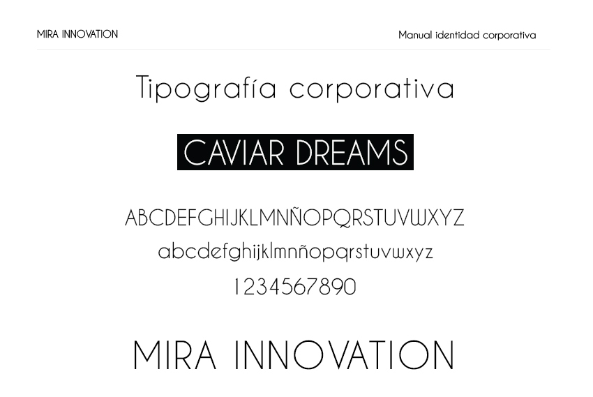 Ejemplo nº 2 de proyecto de desarrollo de imagen corporativa realizado para Mira Innovation en el estudio de diseño gráfico e identidad corporativa LN Creatividad y Tecnología, branding imagen nº 2