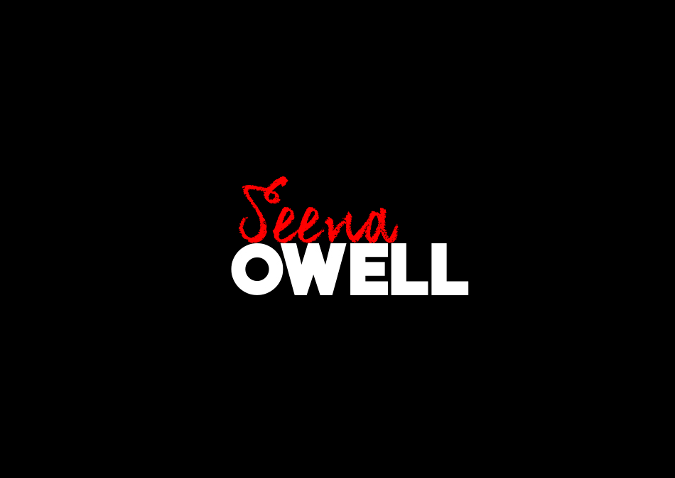 Identidad corporativa, diseño del logotipo de la marca Seena Owell en versiÃ³n horizontal sobre fondo blanco, imagen corporativa de la marca seena owell