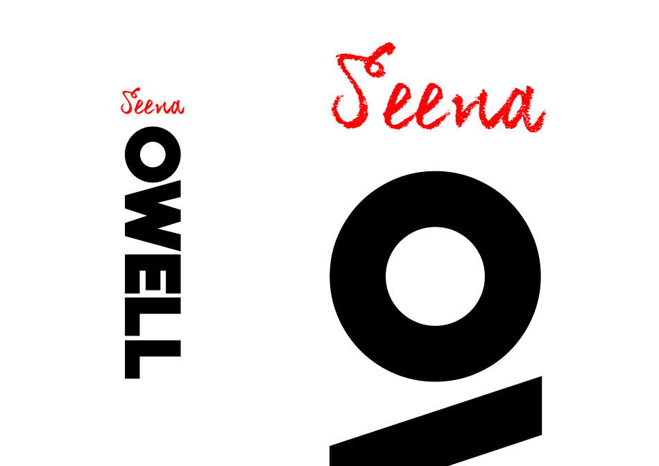Identidad corporativa, diseño del logotipo de la marca Seena Owell en versiÃ³n vertical sobre fondo blanco, imagen corporativa de la marca seena owell