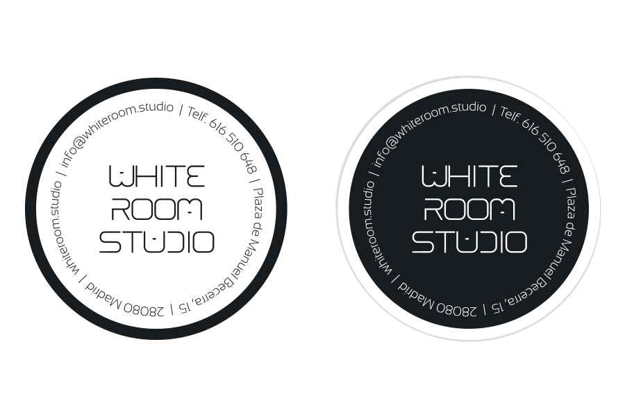Proyecto de identidad corporativa White Room Studio, desarrollo de imagen corporativa, Papelería corporativa, tarjetas de visita