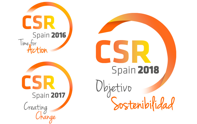 diseño del logotipo del evento CSR Spain 2016, 2017 y 2018, evento de referencia en España de Responsabilidad Social Corporativa
