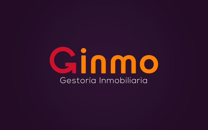 diseño del logotipo de Ginmo, Gestoría Inmobiliaria creado en el estudio de diseño gráfico LN Creatividad y Tecnología