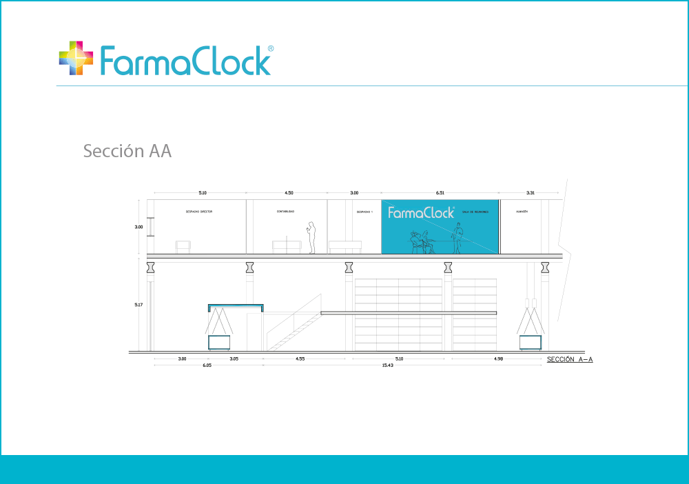 Imagen ejemplo del diseño de la página 2 de arquitectura corporativa del manual de identidad corporativa de FarmaClock