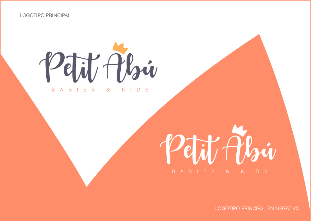 Página Logotipo principal del Manual de Identidad Corporativa Petit Abú, marca creada y desarrollada en el estudio de diseño LN