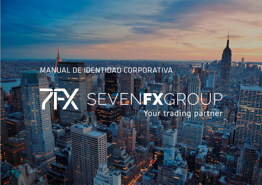 Portada del Manual de identidad Corporativa de la empresa Seven FX Group