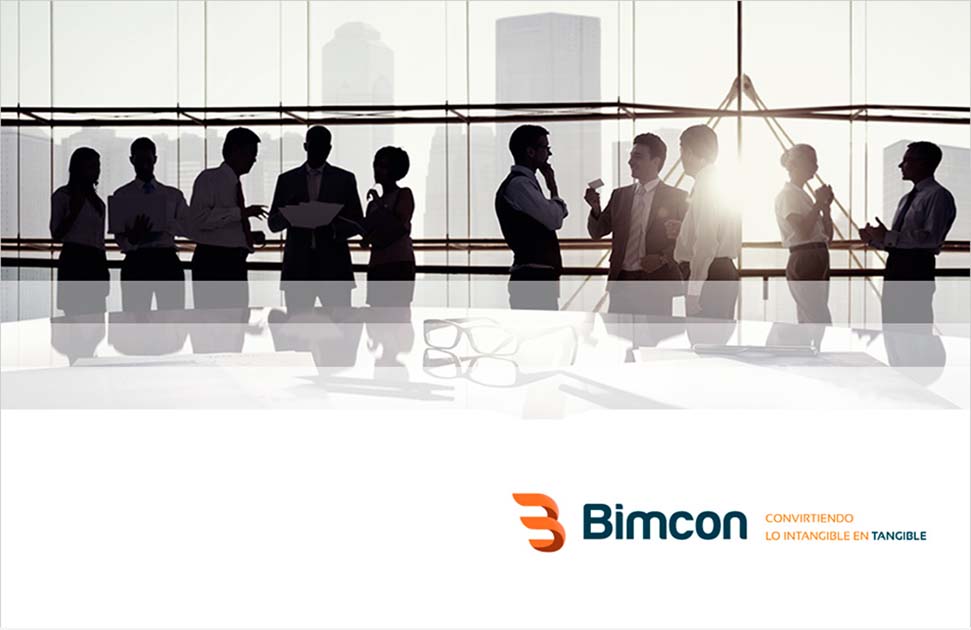 Diseño de una slide de la presentación corporativa en PowerPoint realizada para Bimcon