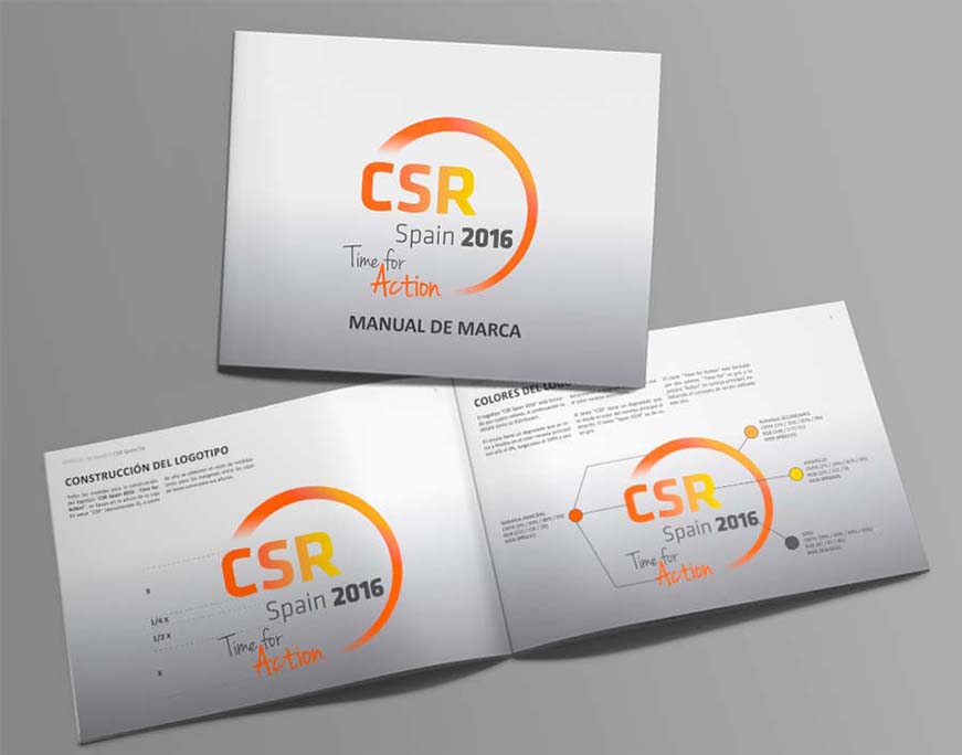 Proyecto de branding imagen corporativa evento CSR SPAIN 2016 organizado por Forética diseño del manual de identidad corporativa