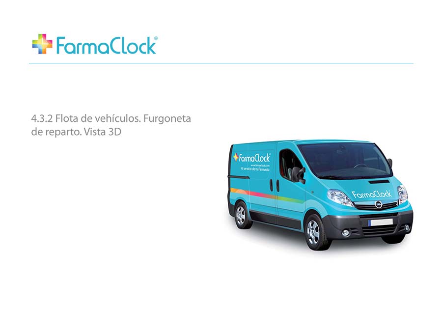 Diseño de vehículo corporativo realizado dentro del proyecto de desarrollo de imagen corporativa global FarmaClock