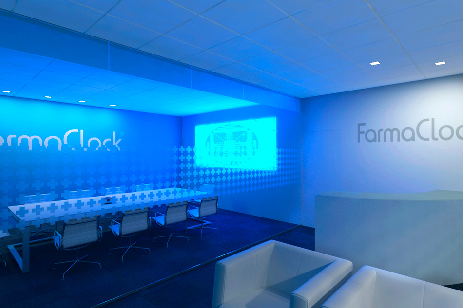 Imagen virtual render 3D de la sala de reuniones, trabajo de branding e imagen corporativa