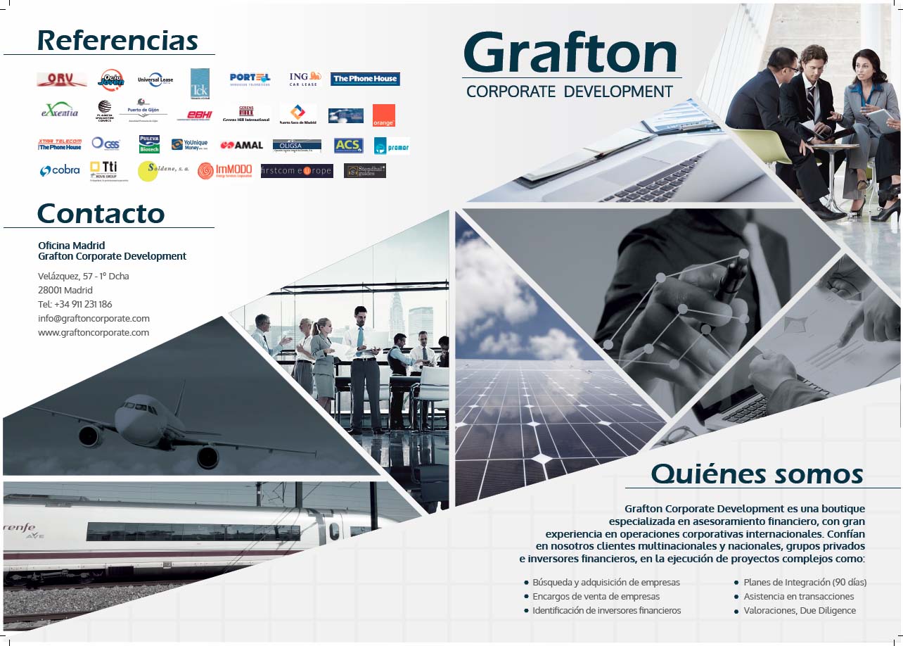 Proyecto dediseño de catálogo corporativo Grafton, pagina 1 en castellano