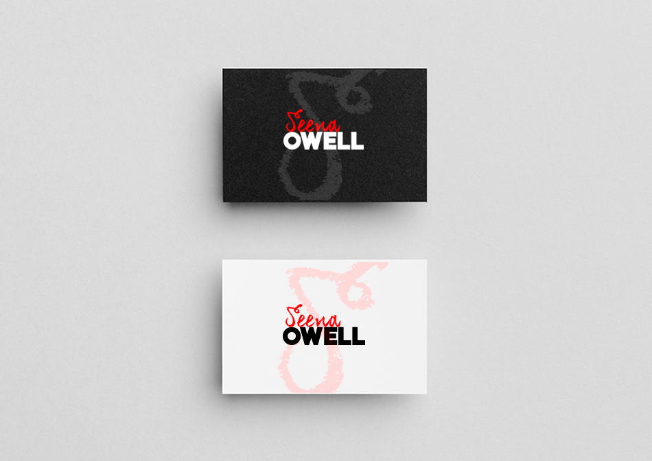 Identidad corporativa, diseño de imagen corporativa de la marca Seena Owell, diseño de tarjeta