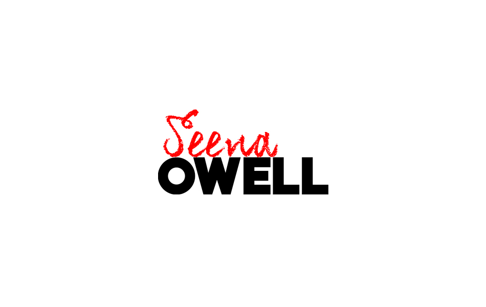 Identidad corporativa, diseño del logotipo de la marca Seena Owell en versión horizontal sobre fondo blanco, imagen corporativa de la marca seena owell